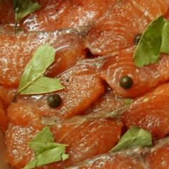 Salmon marinated in soy sauce